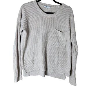 MADEWELL Split Hem Knit Sweater with Pocket Crew Neck Size Small